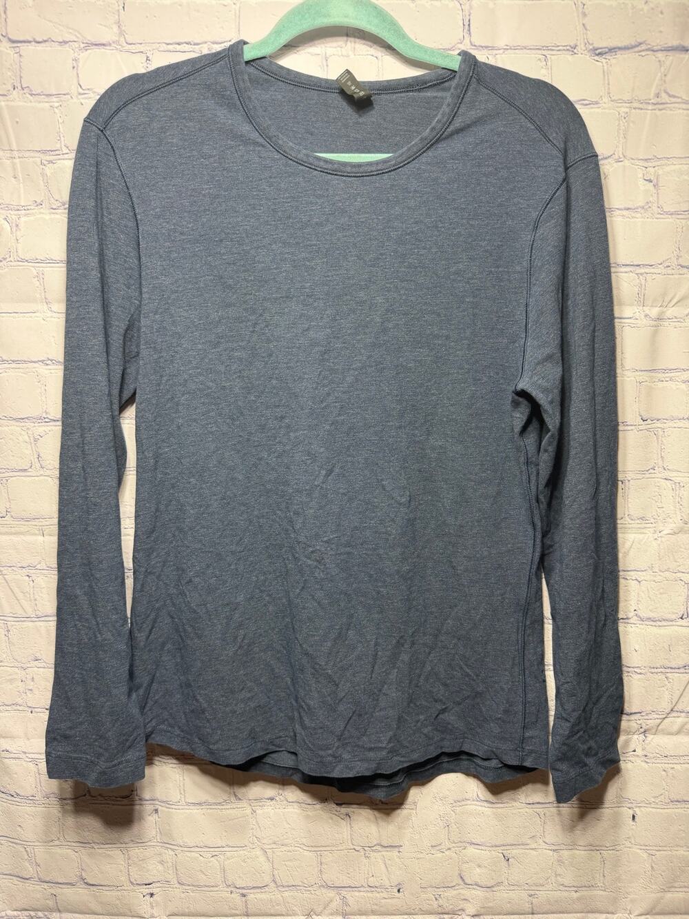 Lululemon Womens Heathered Long Sleeve Crewneck Blue Sz M Casual Cotton